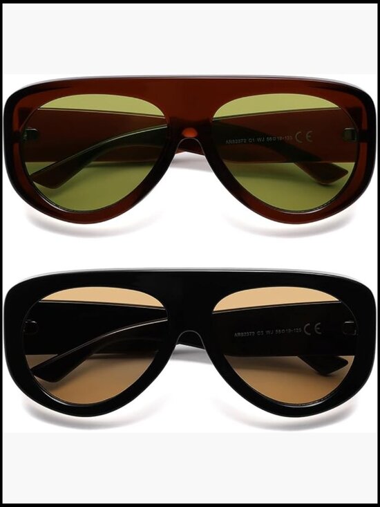 Retro 90s Rectangle Wrap Sunglasses Oversized UV Protection